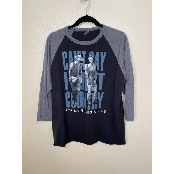Florida Georgia Line Raglan T-Shirt Mens L Black Gray 3/4 Sleeve Tour Dates - Picture 2 of 7